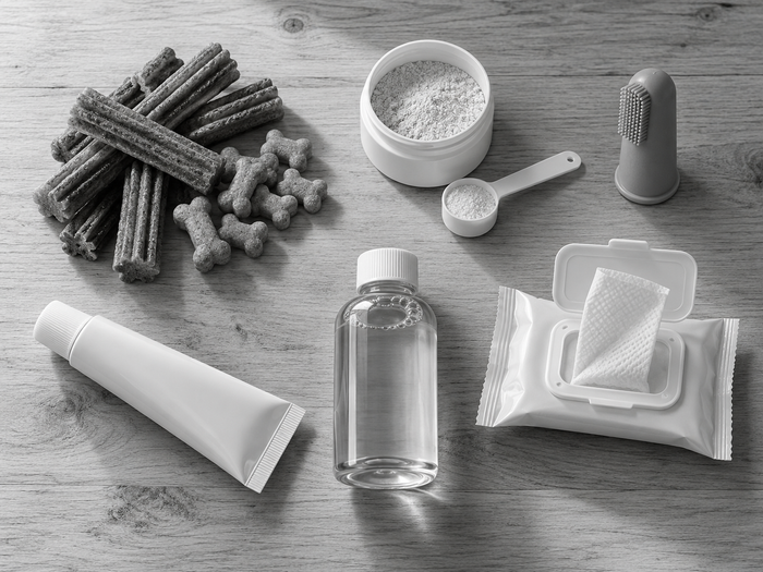 Small-breed dental chews, powders and brushes that did not work
